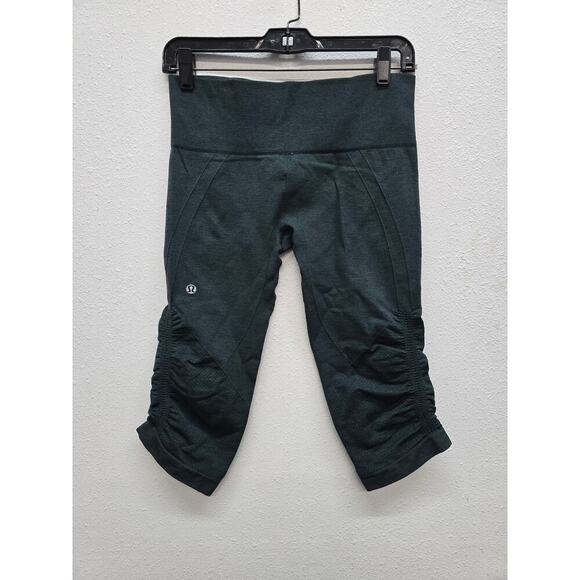Lululemon In The Flow Cropped Leggings Green Womens - Picture 4 of 7